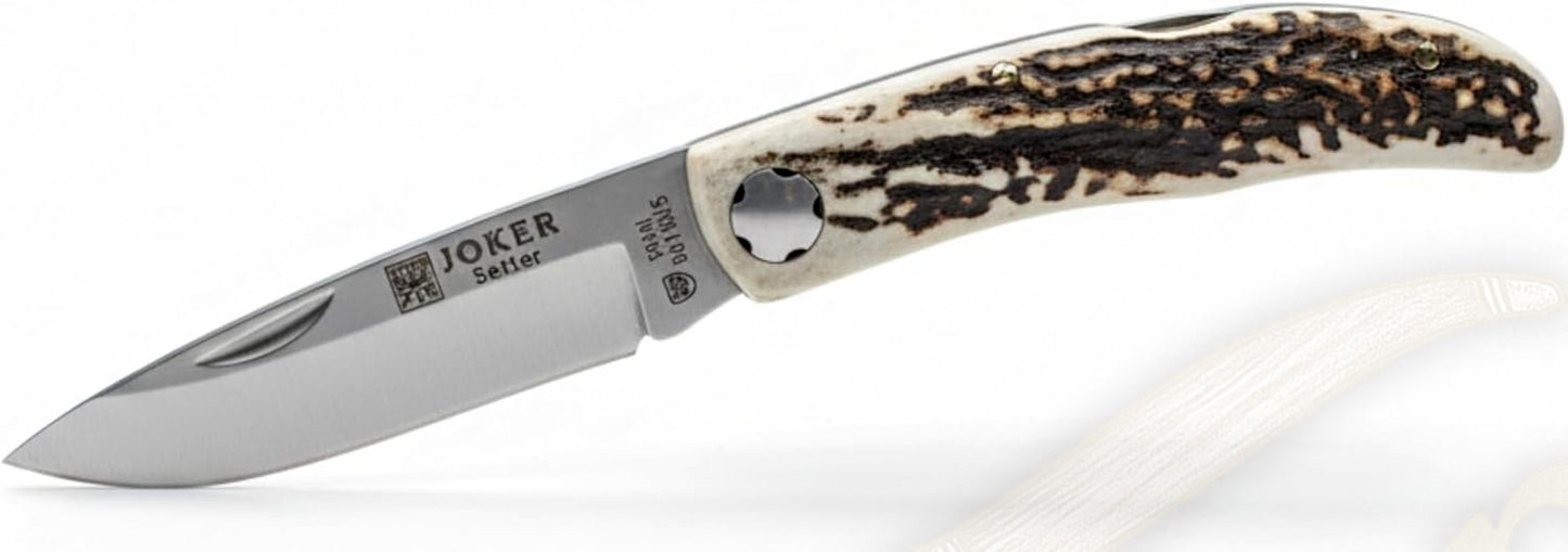 3.15” Joker Setter Bushcraft Folding Knife (Stag Horn Handle) Handmade Spain