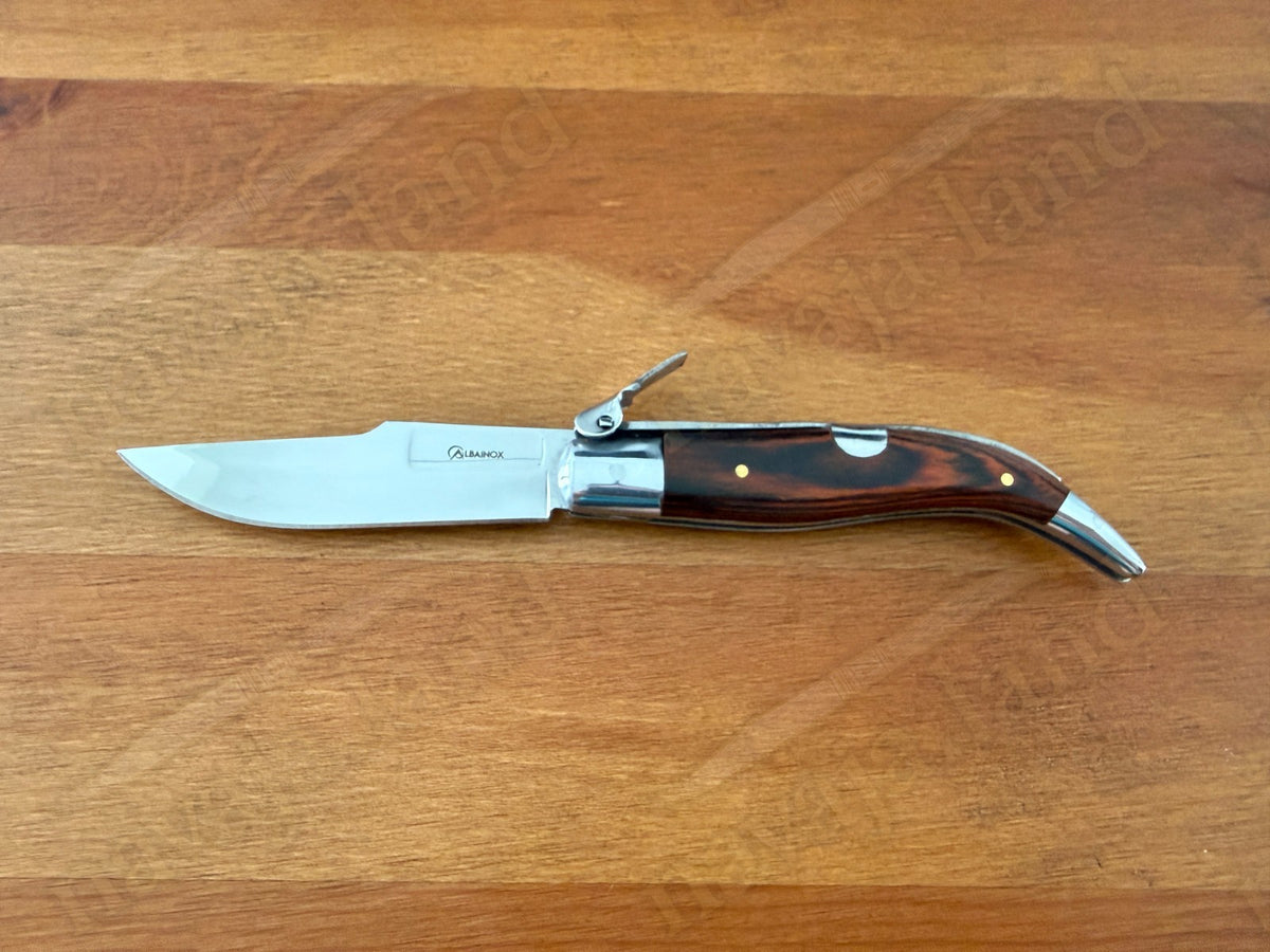 3.14” Spanish Navaja Teja Albacete Pocket Knife Red Stamina Scales with Ratchet