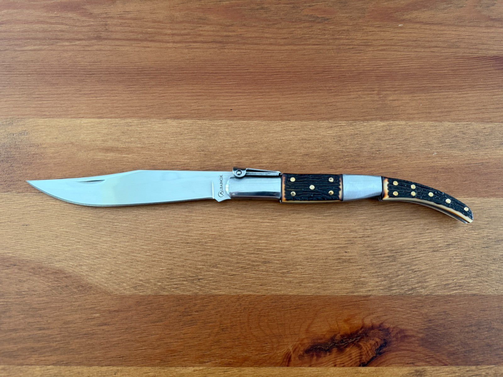5.4" Blade Arabian Style Ratchet Navaja Folding Knife Staghorn Imitation Spanish