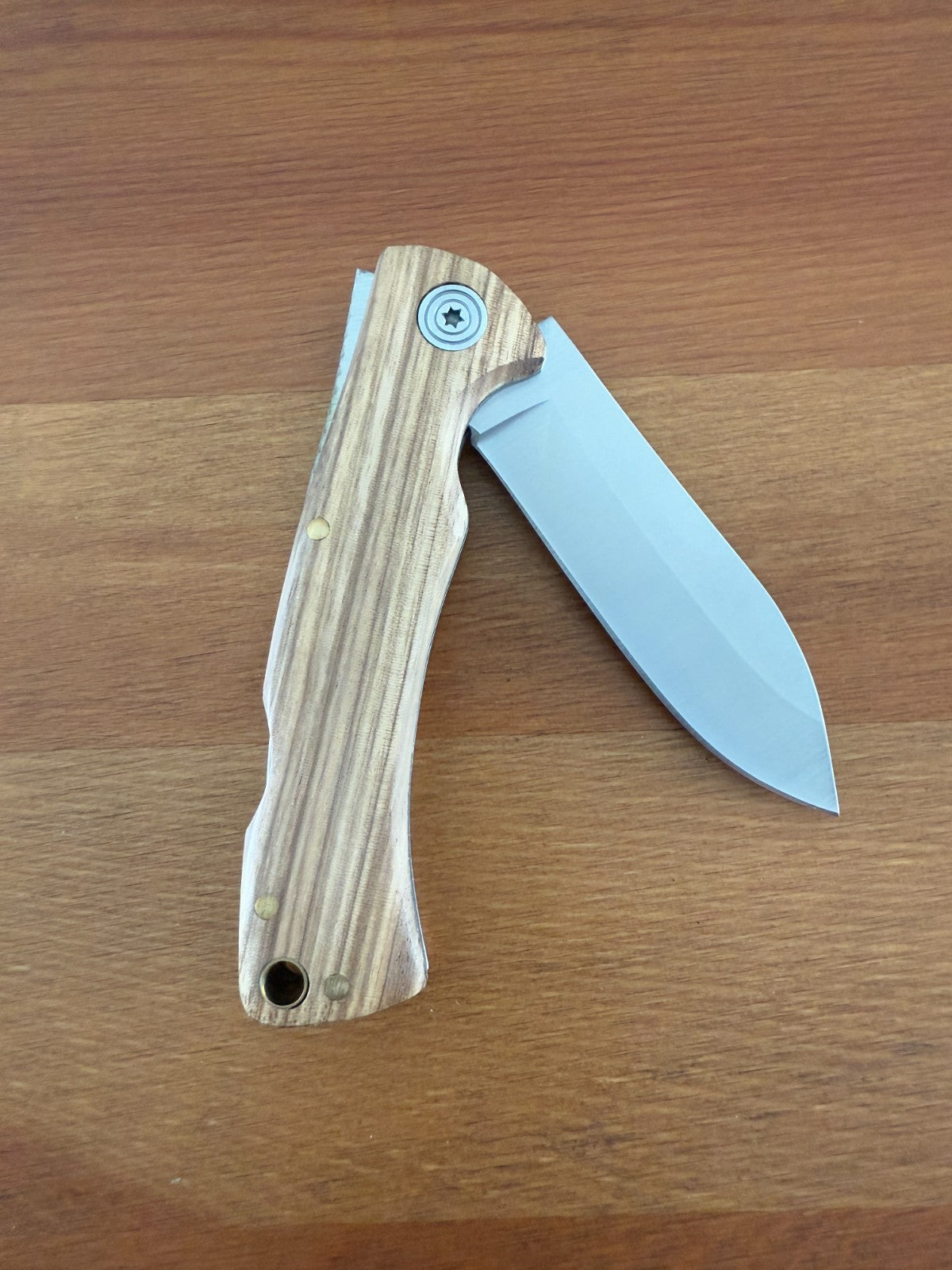 Sporting Folding Knife 7.8 cm 3 in Blade Zebrawood Handle Back Lock Lanyard Hole