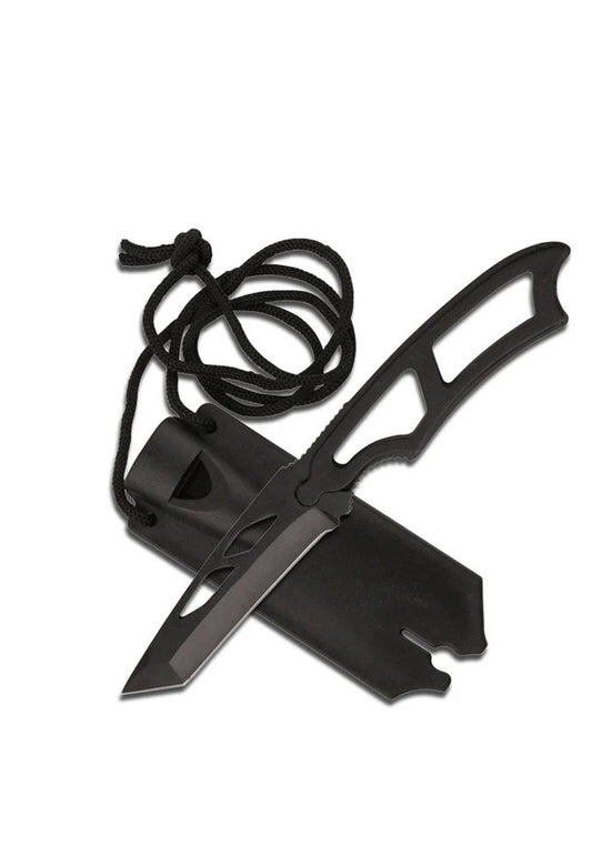 Survivor Neck Knife Compact 6.75" Overall / 3" Black Tanto Stainless Blade