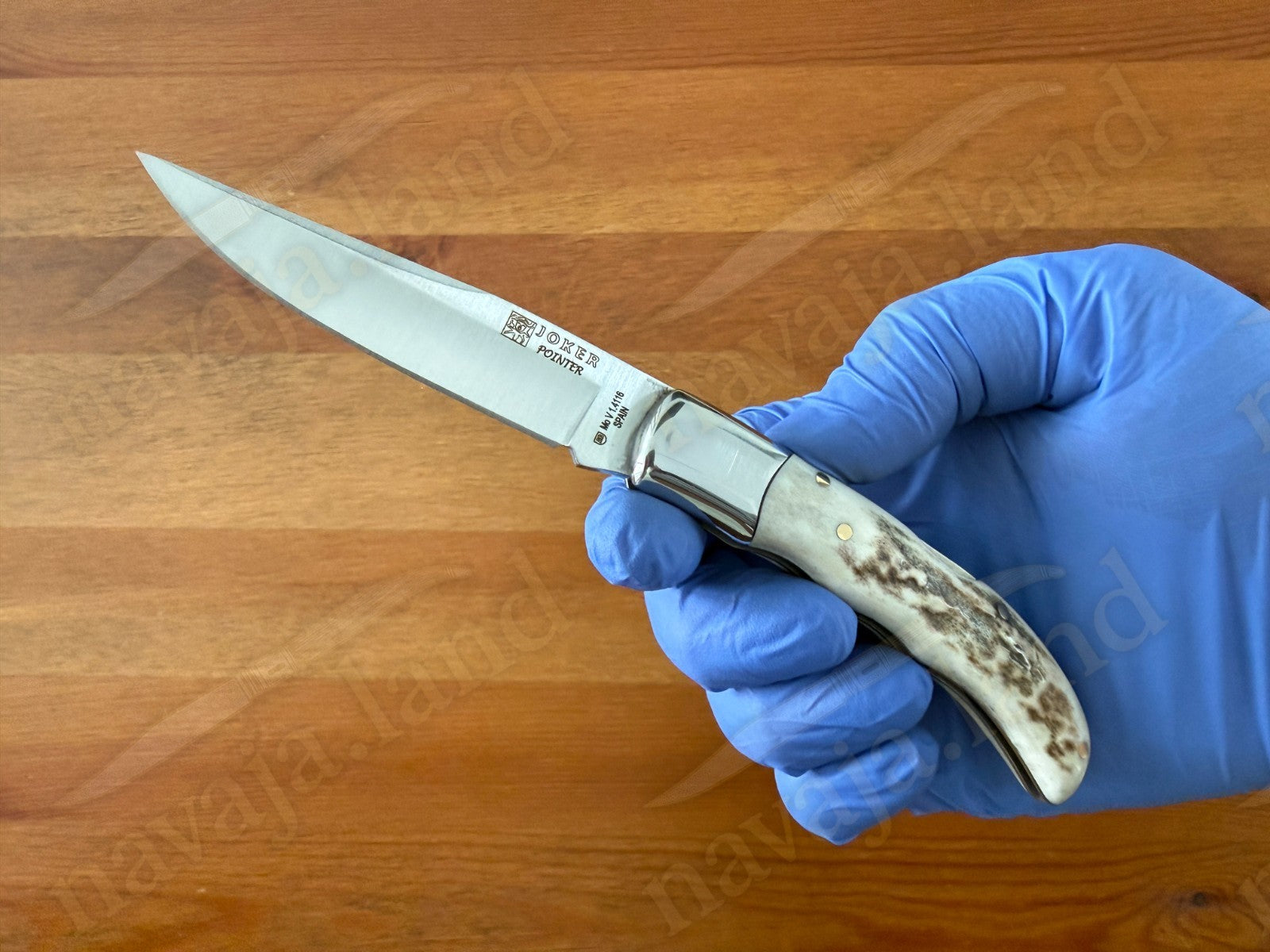 3” Joker Pointer Camping Folding Knife (Deer Antler Handle) Handmade in Spain