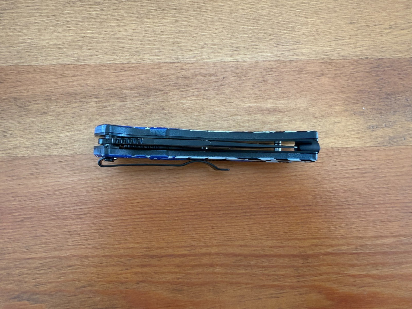 3.5" Steel Blade Master USA Folding Knife Assisted Thin Blue Line Flag Themed