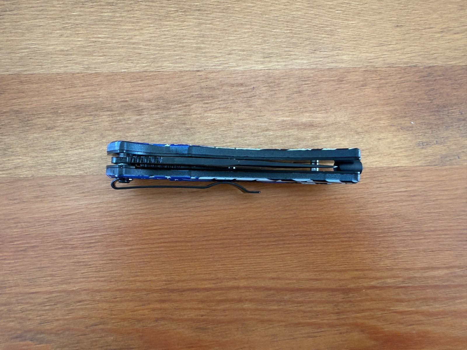 3.5" Steel Blade Master USA Folding Knife Assisted Thin Blue Line Flag Themed