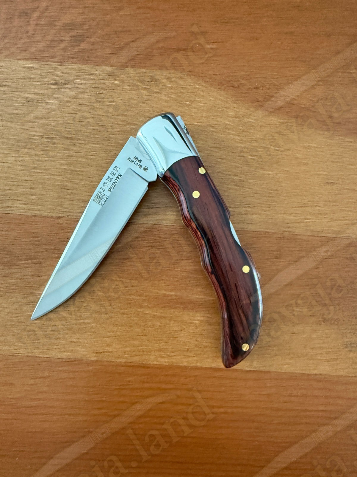 3.15” Joker Pointer Camping Folding Knife (Red Wood Handle) Handmade in Spain