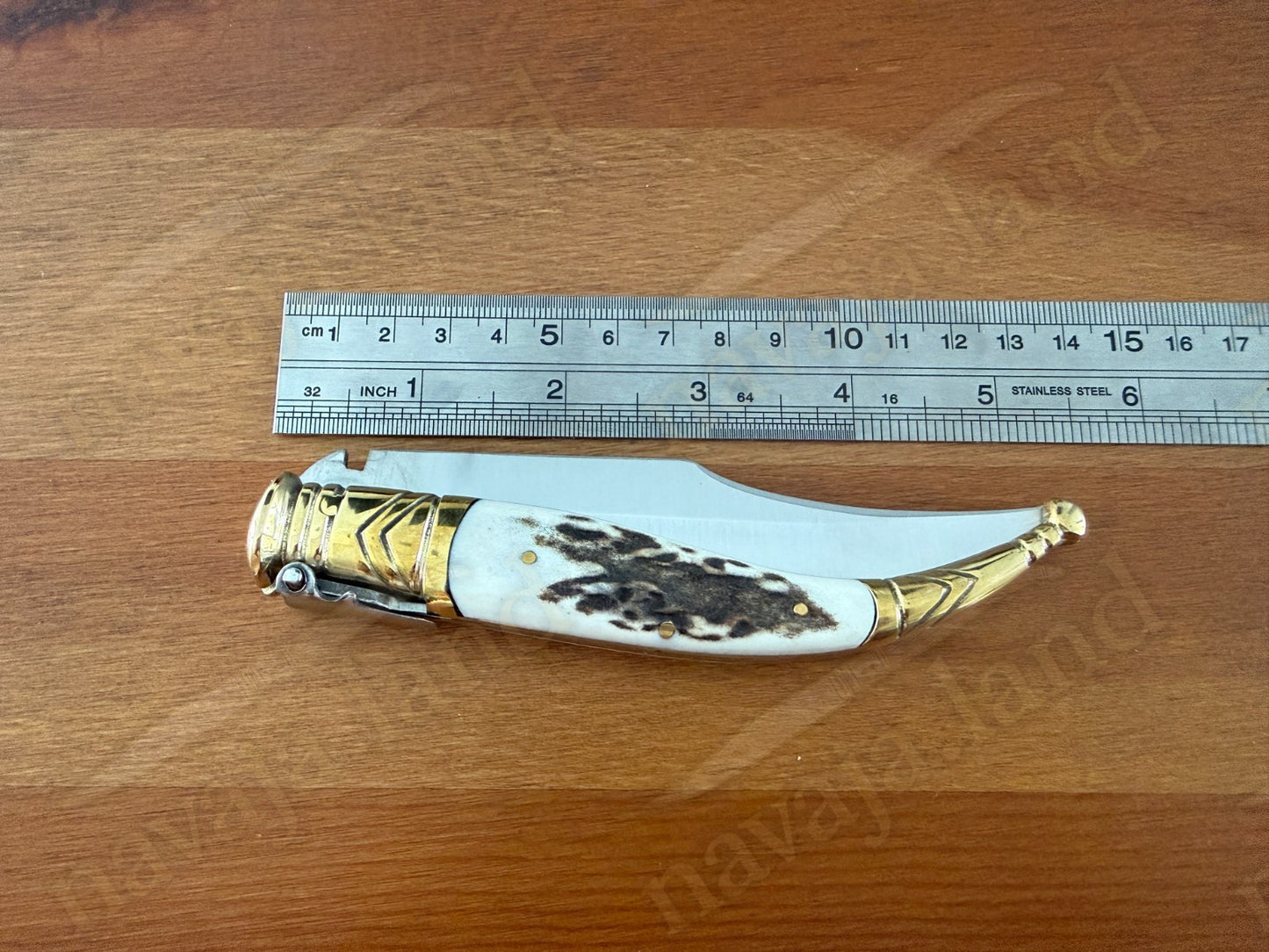 4.5” Spanish Navaja Joker Sevillana Pocket Knife Deer Horn Handle NO Ratcheting