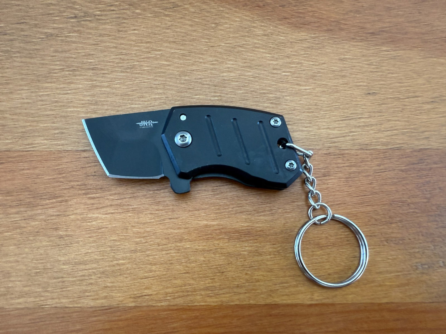 Keychain Mini Folding Knife 1.2" Stainless Steel Black Tanto Blade Liner Lock