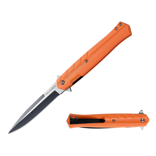 Tac-Force Spring Assisted Knife 3.68" Two-Tone Stainless Spear Blade ORANGE