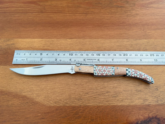 4.3" Arabian Style Spanish Navaja with Ratchet Pocket Knife Maple Wood Handle