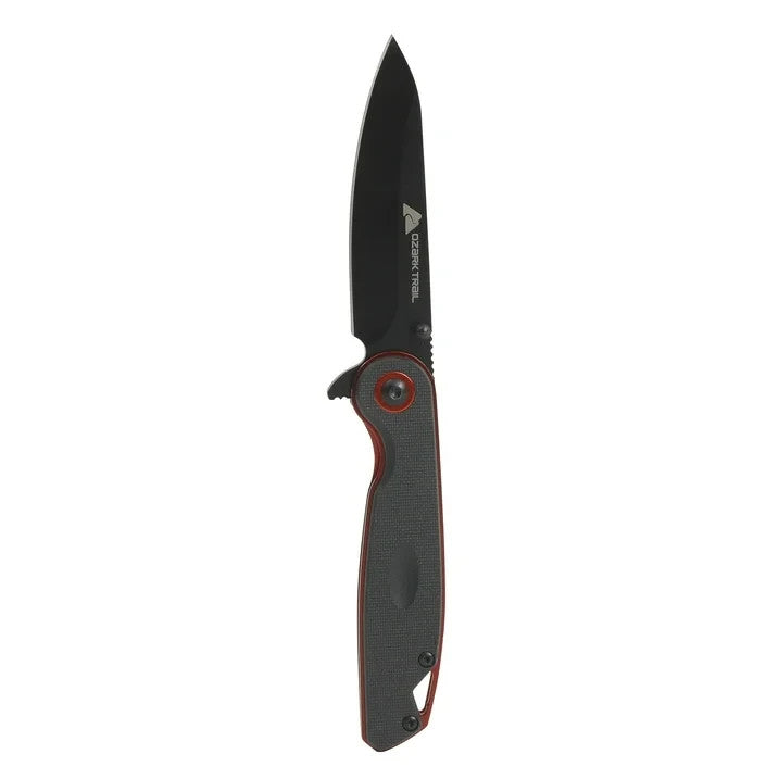 3" Blade Ozark Fathom Folding Knife 7" Open Black Polypropylene Handle