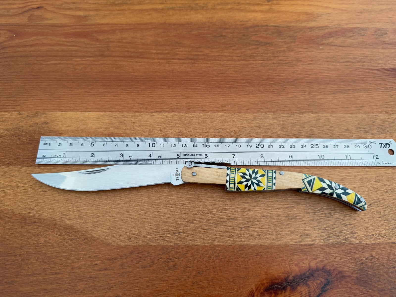 5" Arabian Style Spanish Navaja with Ratchet Pocket Knife Maple Wood Handle