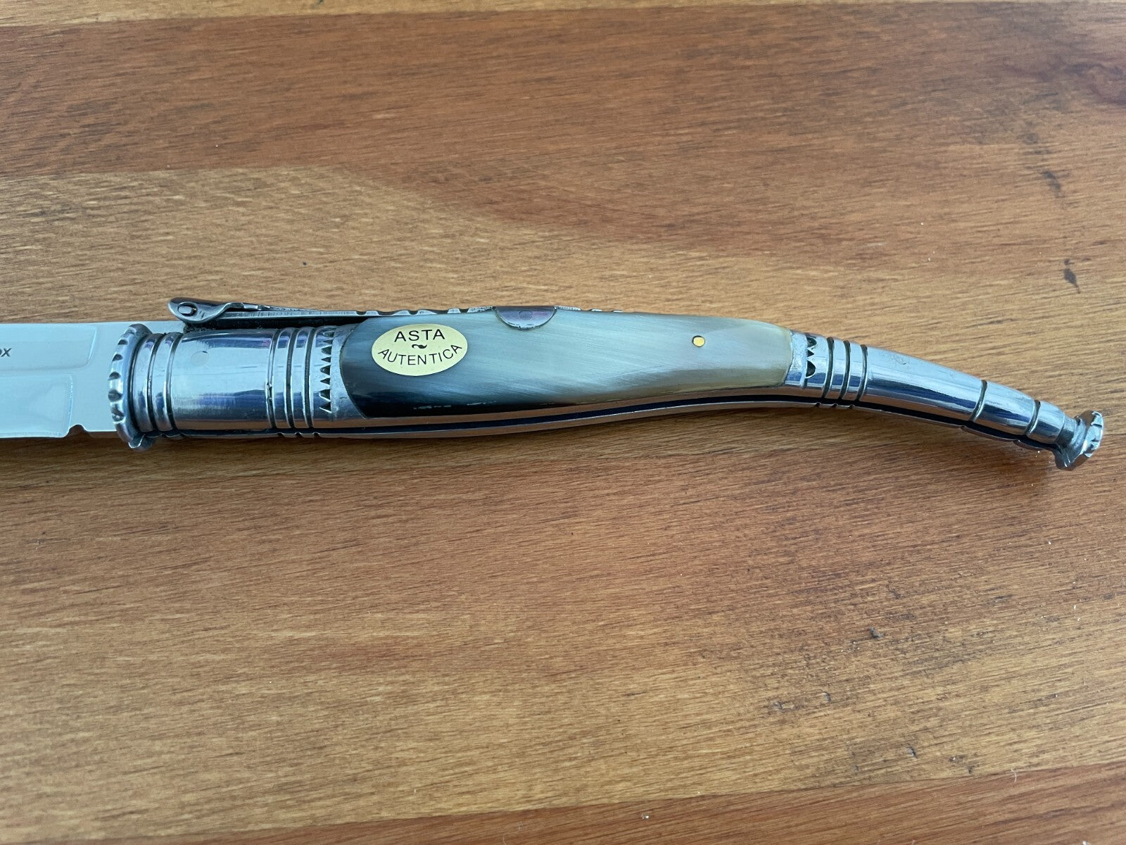 5” Spanish Navaja Serrana Folding Pocket Knife Real Bullhorn Handle US Seller