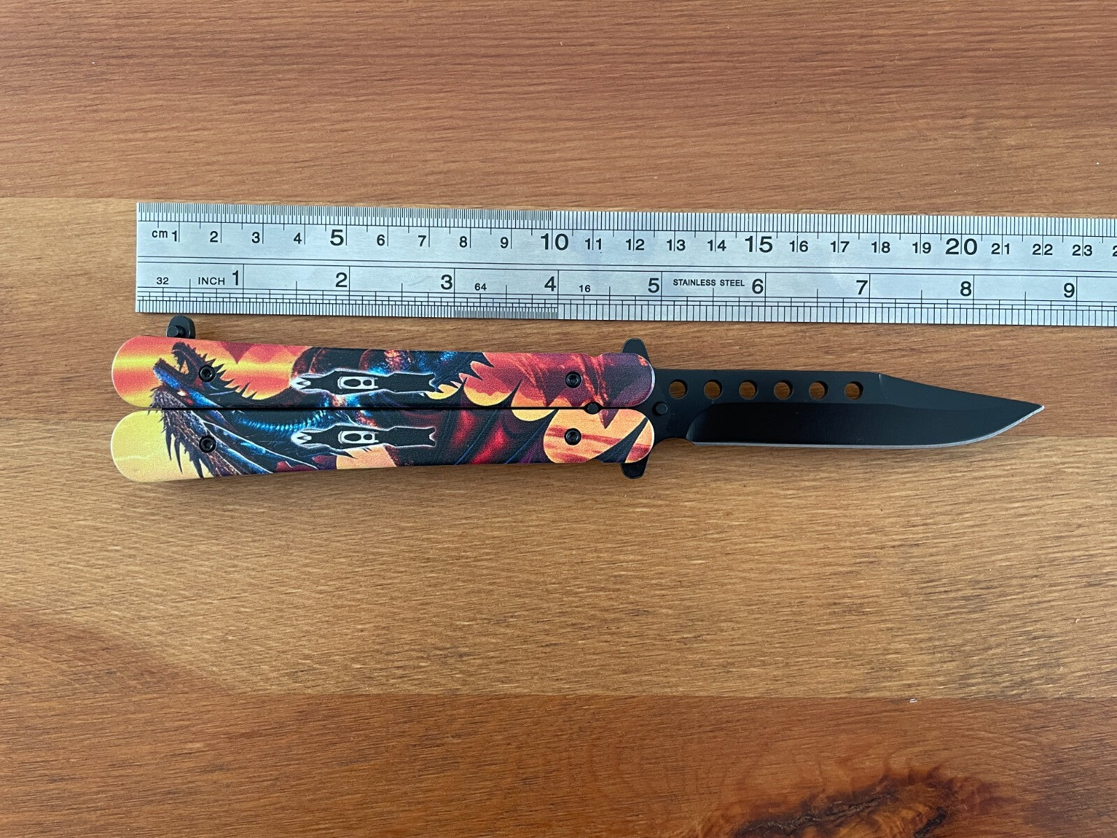 3.6" 420 Steel Black Finish Folding Pocket Knife Dragon Handle 3D Printed
