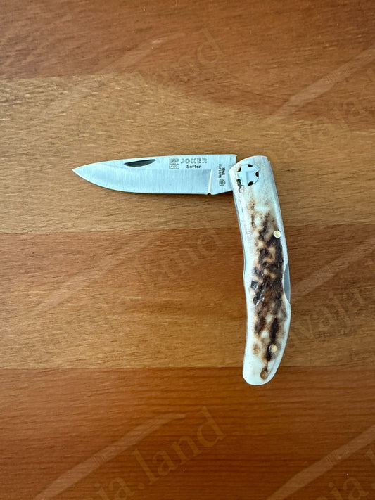 2.56” Joker Setter Bushcraft Folding Knife (Stag Horn Handle) Handmade Spain