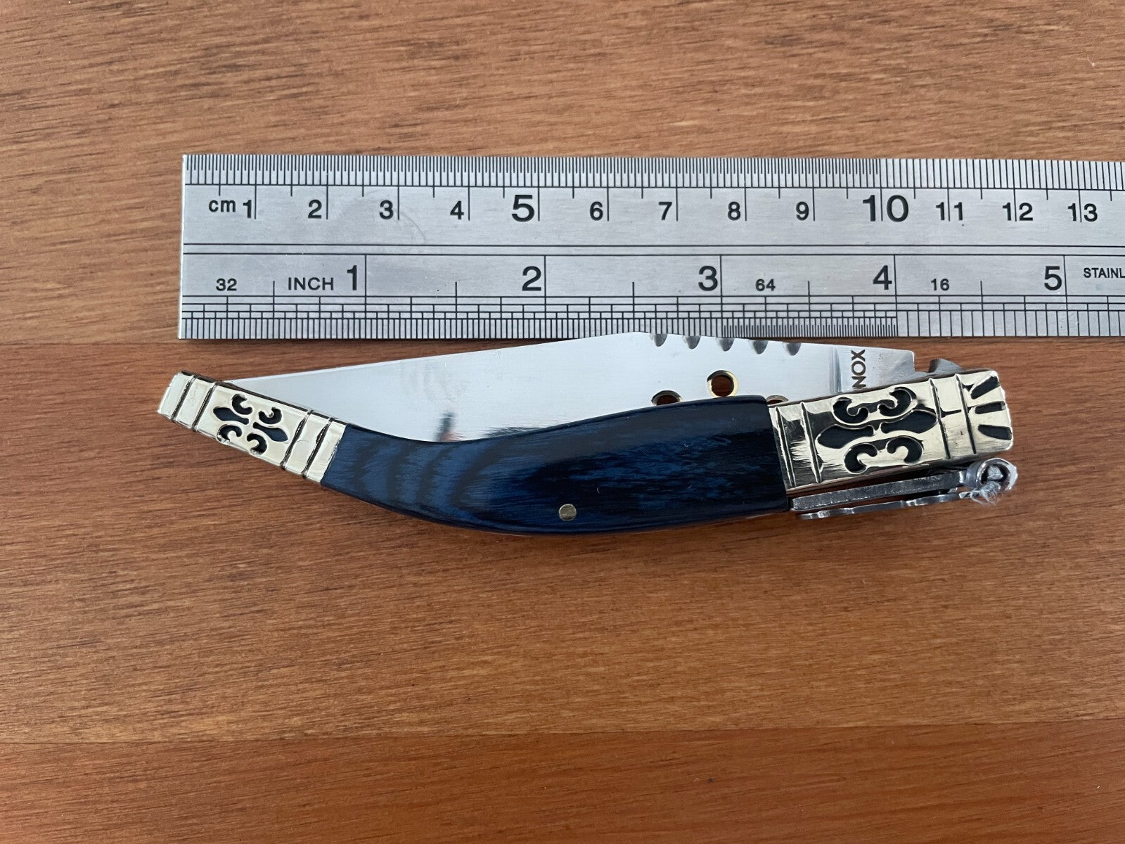 3.5" Luxury Navaja Pocket Knife Blue Stamina/Alpaca Handle Imported from Spain