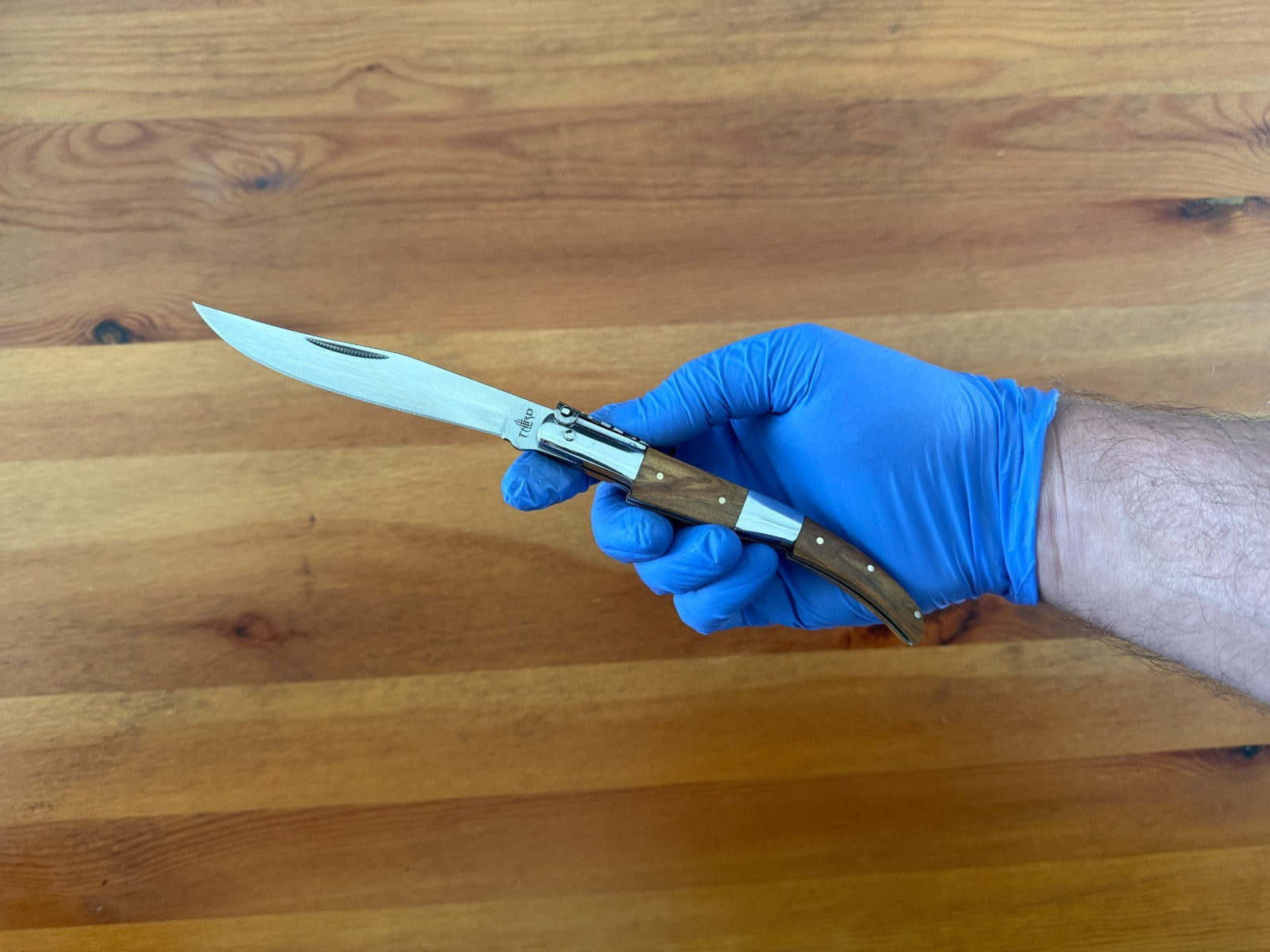 4.3" Arabian Style Navaja Ratchet Pocket Knife Olive Wood Scales & Steel Handle