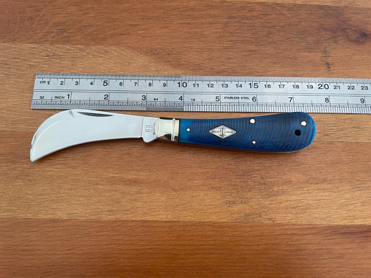 Rough Ryder Black and Blue Hawkbill Blade Folding Pocket Knife RR2121
