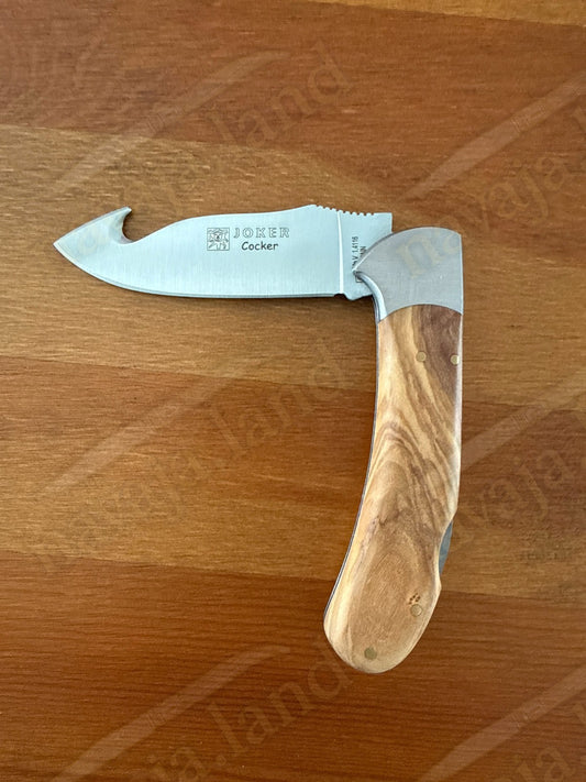 Joker Cocker Hunting Skinning Folding Knife 3.54” MOVA Blade Olive Wood Handle