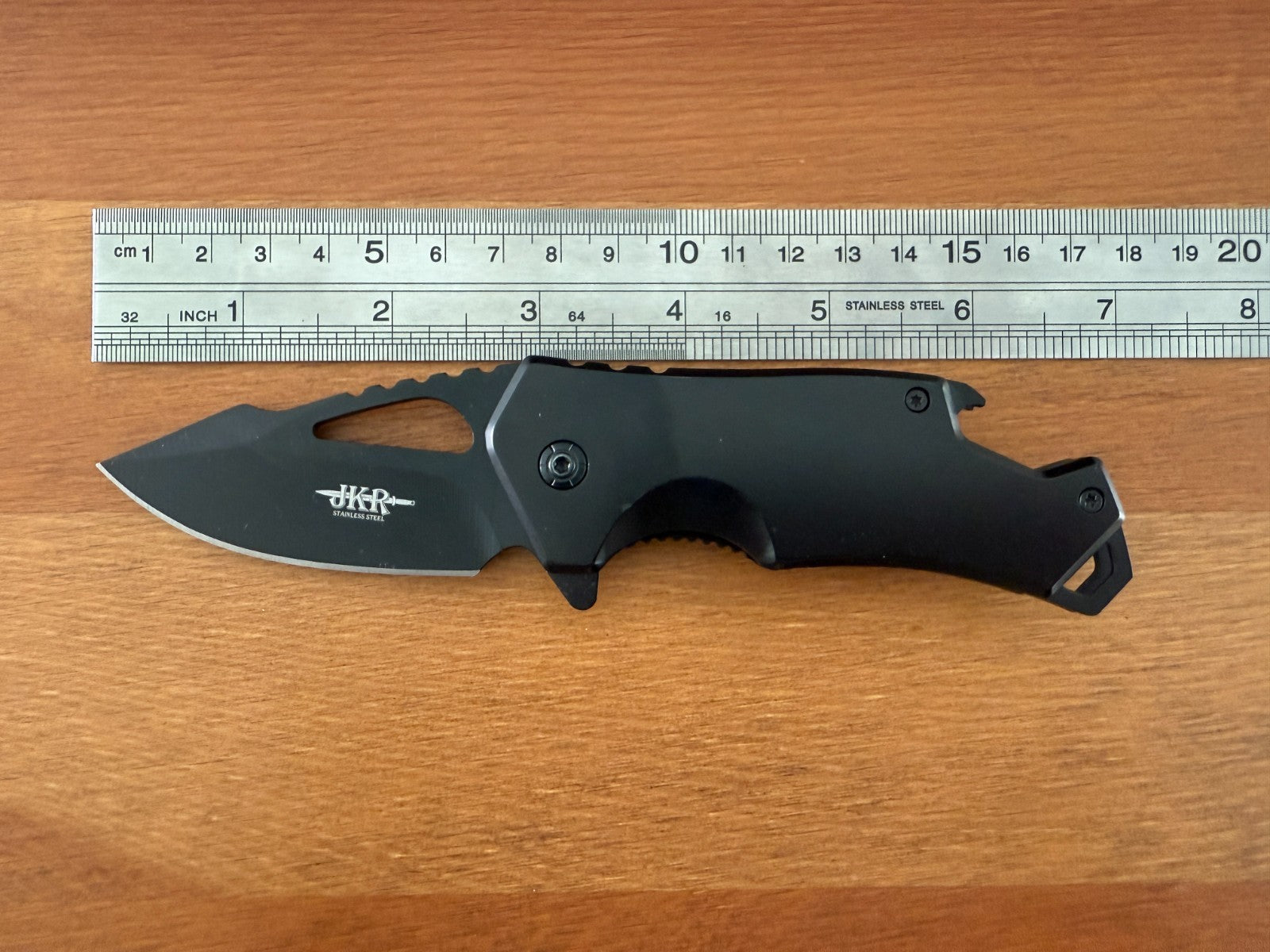 2.8" Stainless Steel Pocket Knife Black Finish Bottle Opener Liner Lock