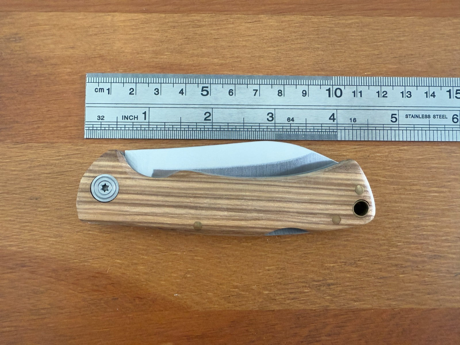 Sporting Folding Knife 7.8 cm 3 in Blade Zebrawood Handle Back Lock Lanyard Hole