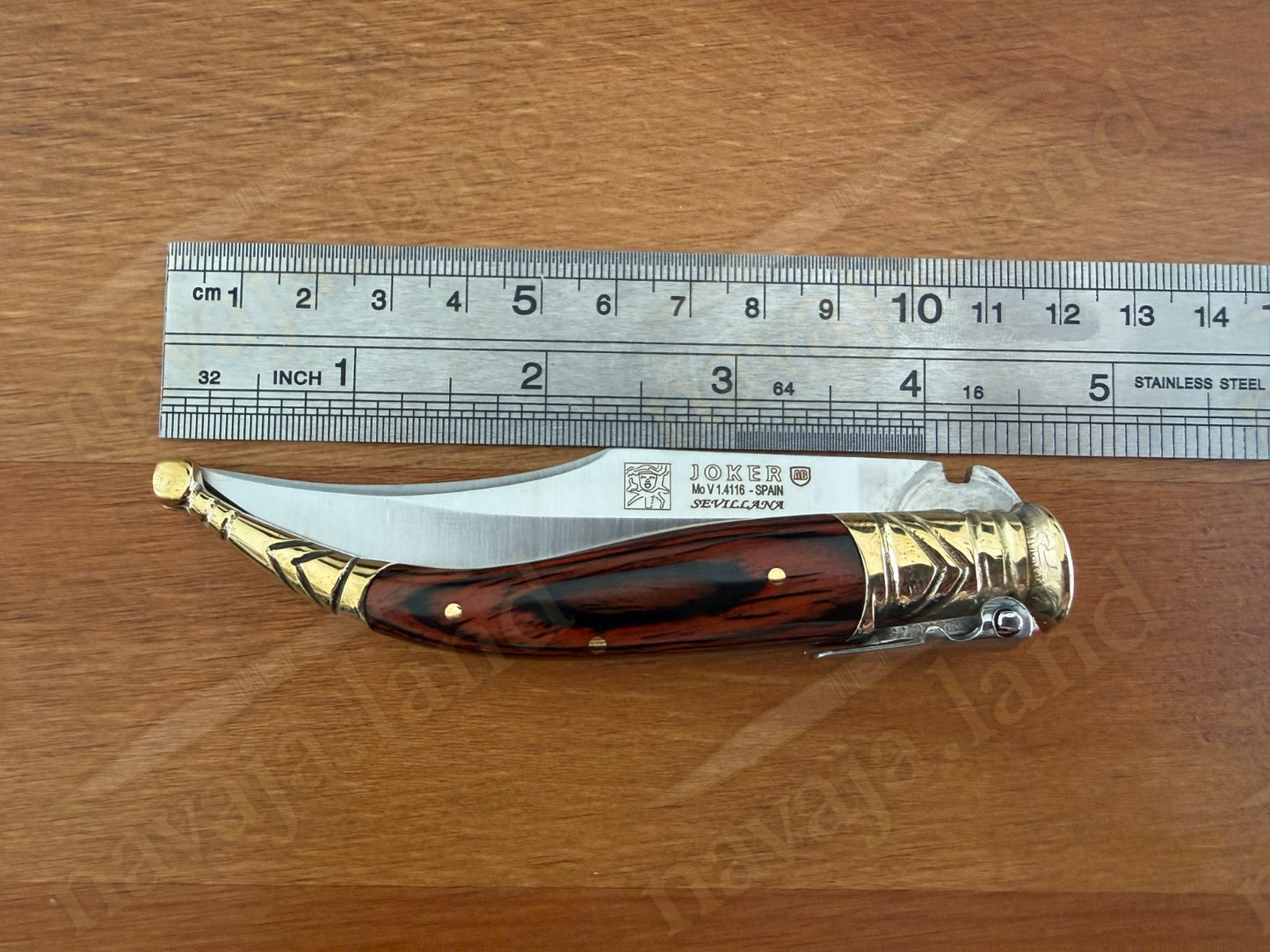 3.5” Navaja Joker Sevillana Knife Red Wood Handle High Quality Handmade in Spain