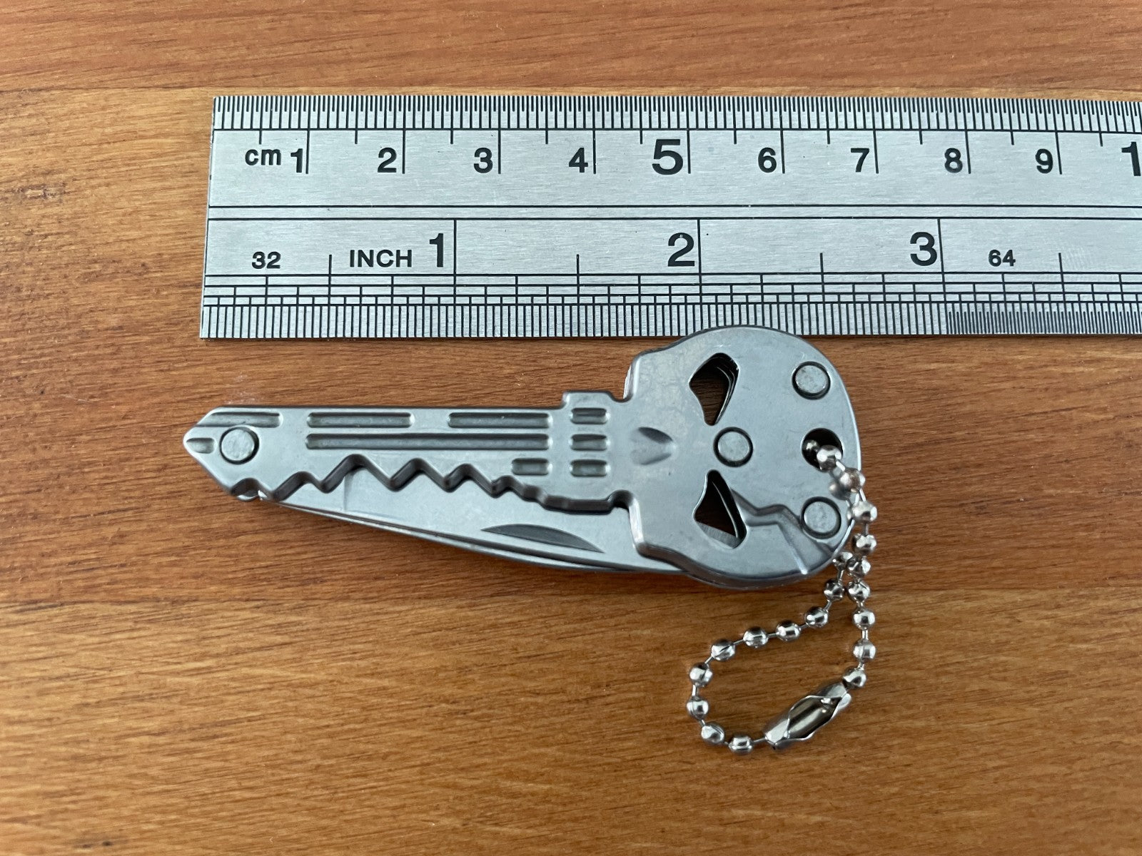 Skull Key Ring Knife 1.8-in Blade With Bottle Opener Polished Finish From Spain