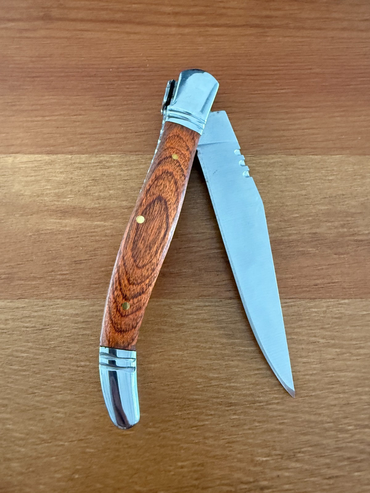 3.9” Stainless Steel Blade Navaja Laguiole Inox Folding Pocket Knife Wood Scales