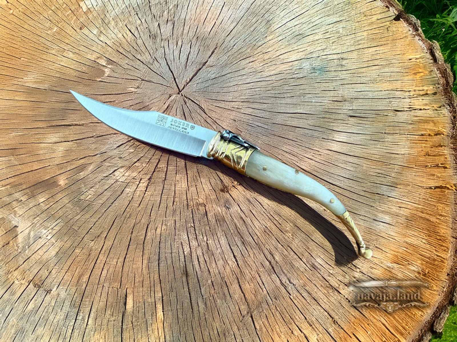 3” Navaja Joker Sevillana Knife Bull Horn Handle High Quality Handmade in Spain