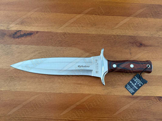 Joker Rehalero Hunting Knife 9.44” MOVA Blade Red Wood Handle Leather Sheath