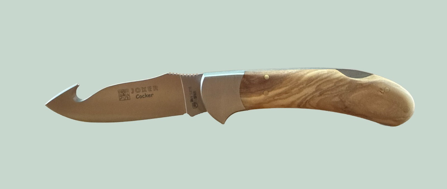 Joker Cocker Hunting Skinning Folding Knife 3.54” MOVA Blade Olive Wood Handle