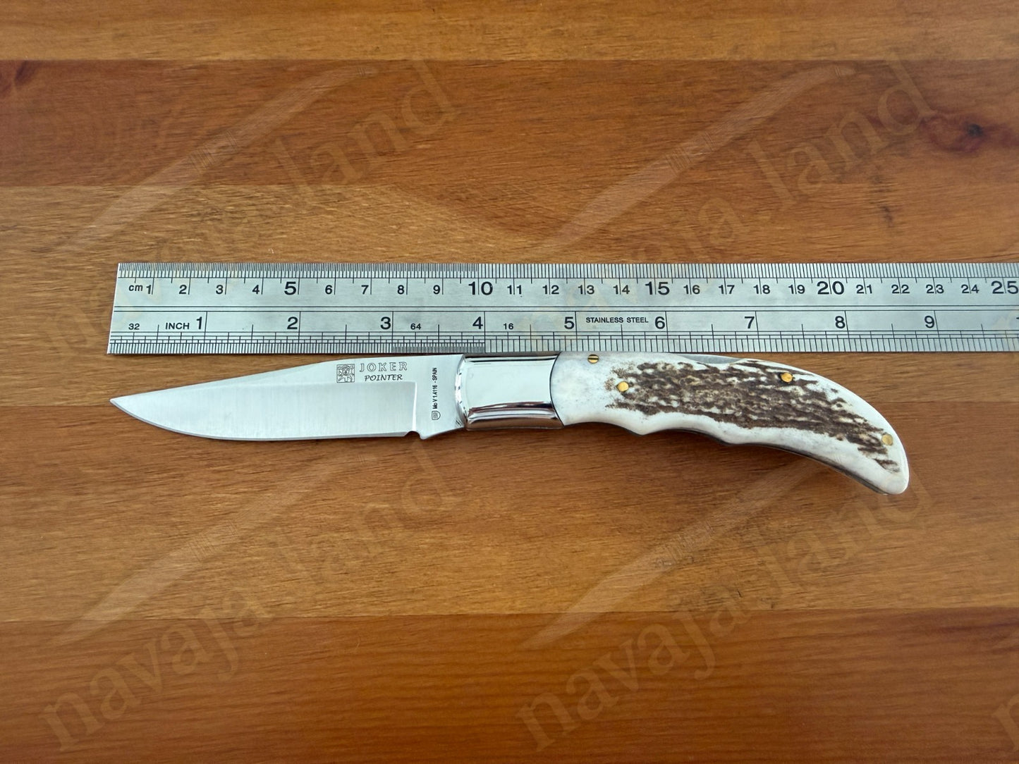 3.54” Joker Pointer Camping Folding Knife (Deer Antler Handle) Handmade in Spain