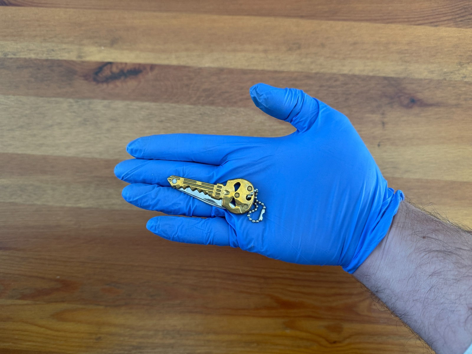 Golden Finish Skull Key Ring Knife 1.8-in Blade With Bottle Opener  From Spain