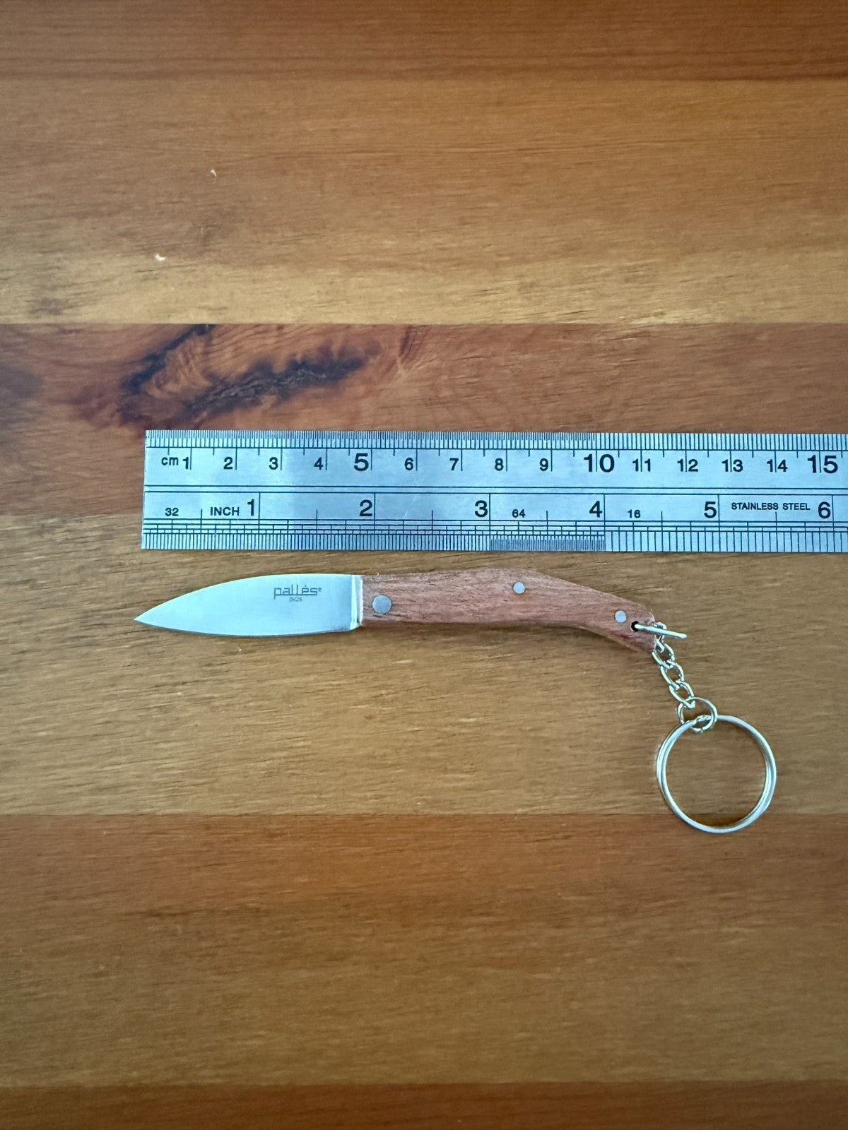 Keychain Mini Navaja 1.9" Stainless Steel Blade Slipjoint Wood Scales From Spain