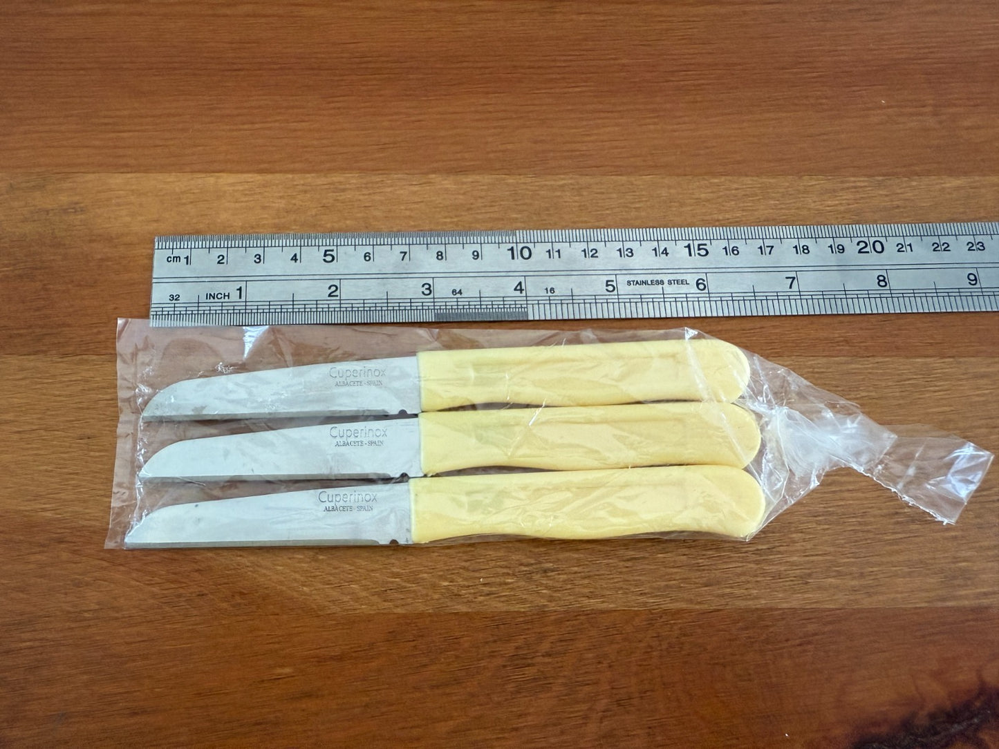 Cuperinox 3-Pack Potato Knife Stainless Steel - Ivory Plastic Handle From Spain