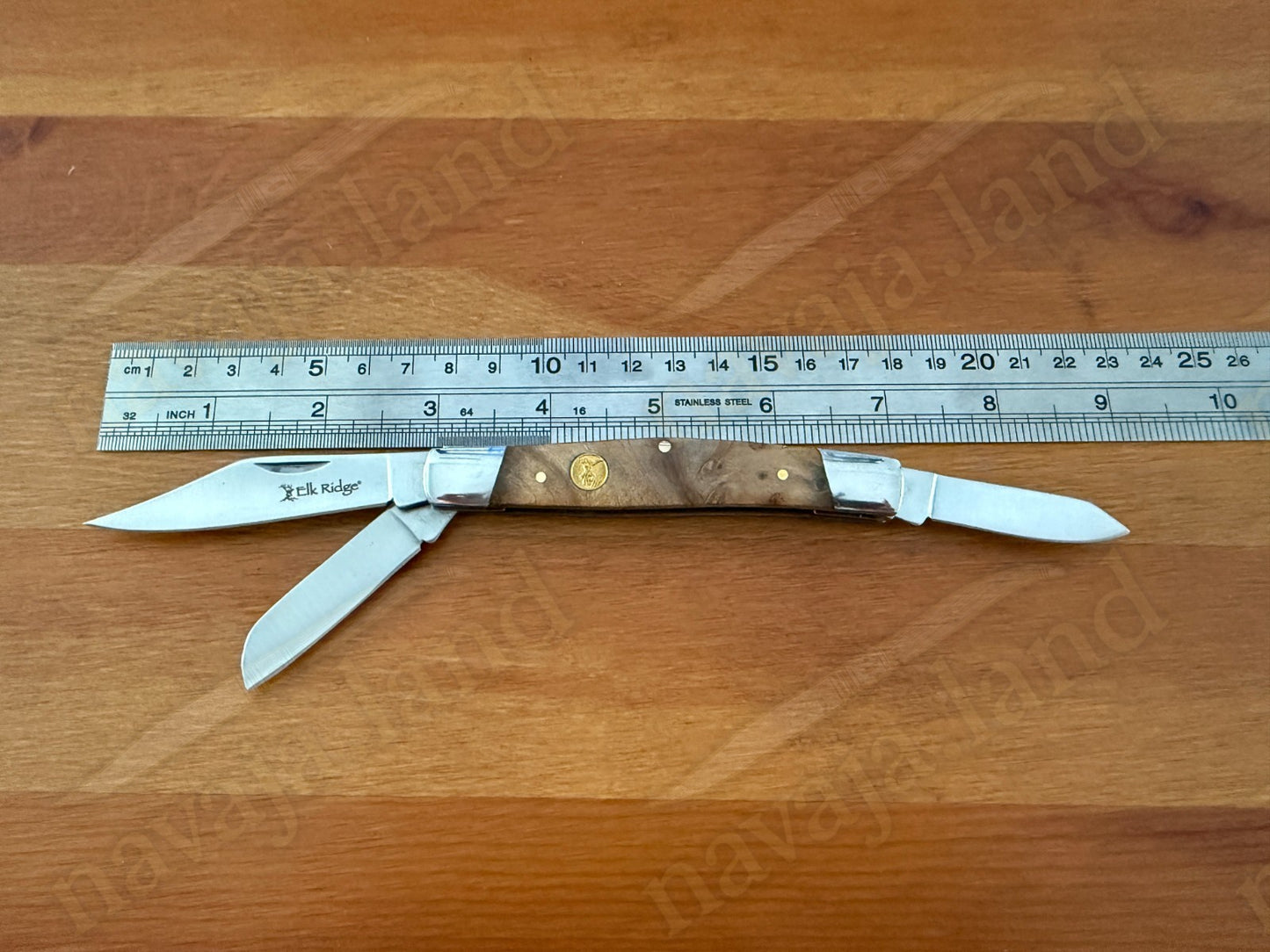 Elk Ridge Gentleman’s Knife – Burl Wood Handle - 3 Blades Pocket Knife