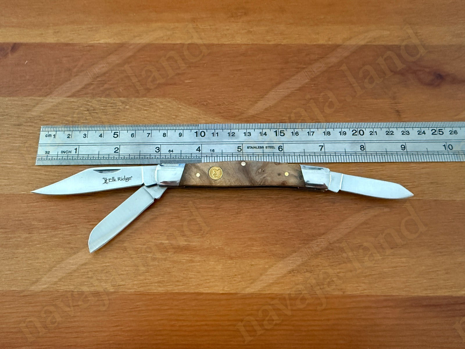 Elk Ridge Gentleman’s Knife – Burl Wood Handle - 3 Blades Pocket Knife