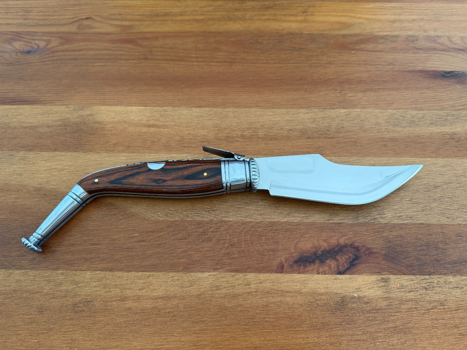 5.7” Spanish Navaja Jerezana Folding Knife Red Stamina Wood Scales With Ratchet