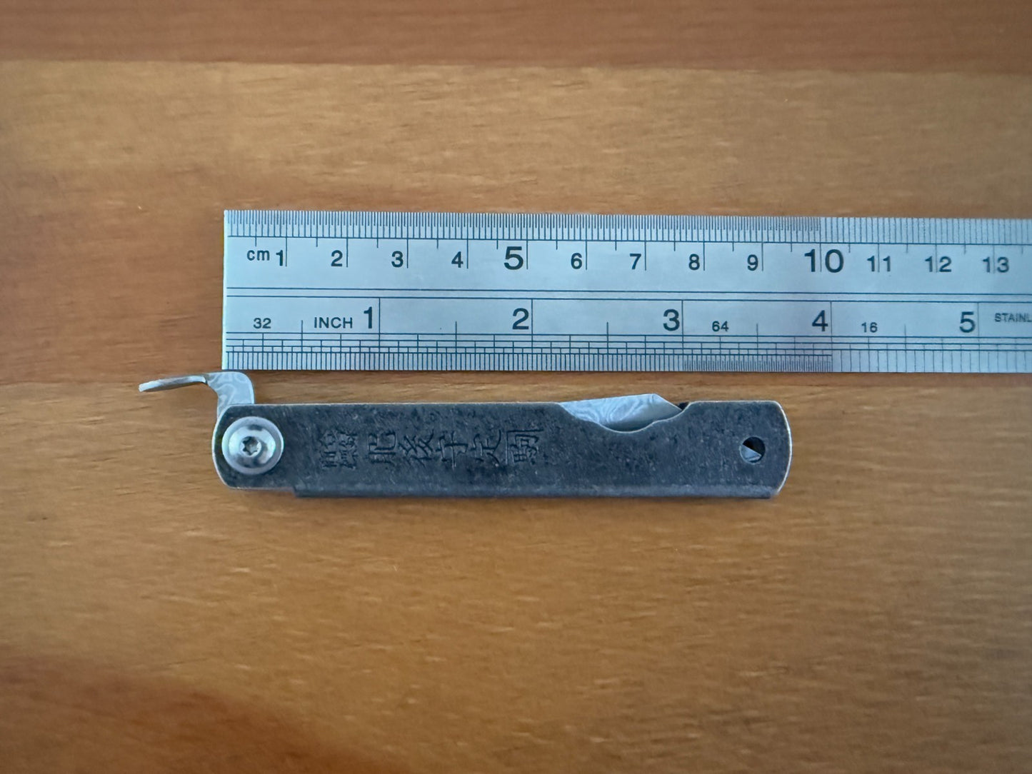 3" Navaja Higonokami Pocket Knife Damascus Steel Tanto Blade with Sheath