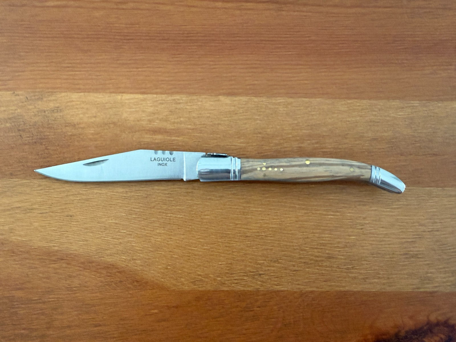 3.9” Stainless Steel Blade Navaja Laguiole Inox Pocket Knife Olive Wood Scales
