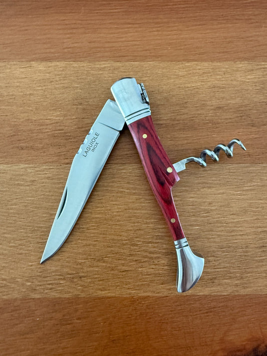 3.34” Stainless Steel Blade Navaja Laguiole Inox Pocket Knife Red Wood Scales