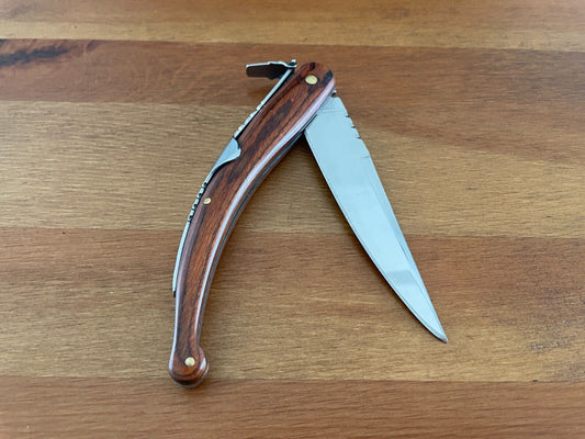 4.13 in. Spanish Navaja Folding Pocket Knife Red Stamina Wood Handle From Spain