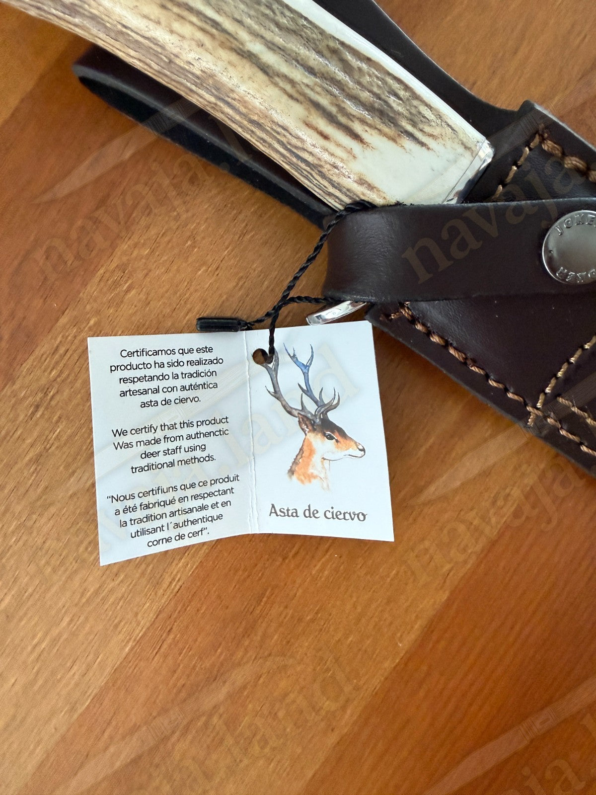 Joker Tigre Mountain Knife 5.51” MOVA Blade Stag Crown Handle Leather Sheath