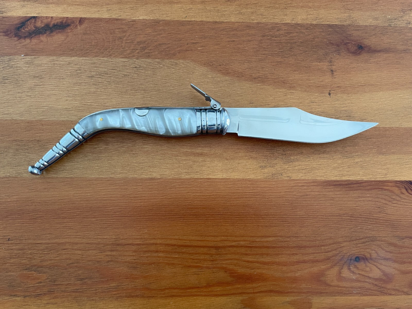 5.66" Spanish Navaja Sevillana Bandolera Pocket Knife Nacre Imitation w/ Ratchet