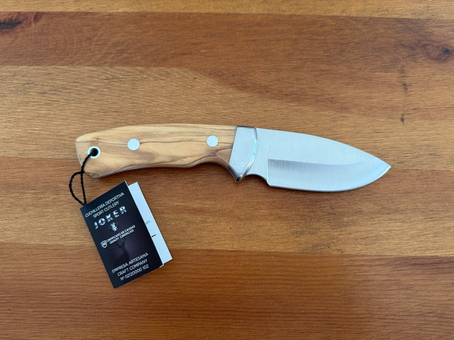 Joker Pecari Knife Olive Wood Handle Black Leather Sheath Handmade Spain