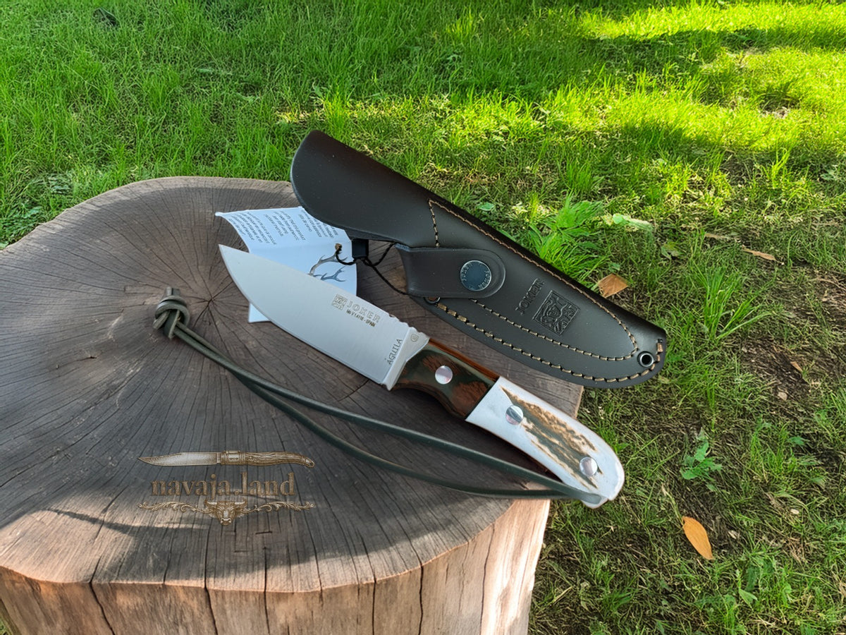 Joker Aguila Bushcraft Knife 3.34” MOVA Blade Deer Horn & Rosewood Handle