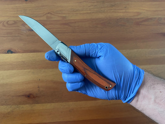 3.54" Spanish Navaja Pocket Knife Stamina Wood Scales With Ratchet & Billet Lock