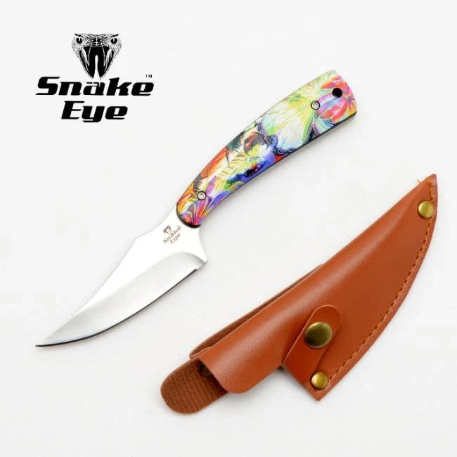 Snake Eye Tactical Fixed Blade Hunting Knife Full Tang w/ Sheath Colorful Handle