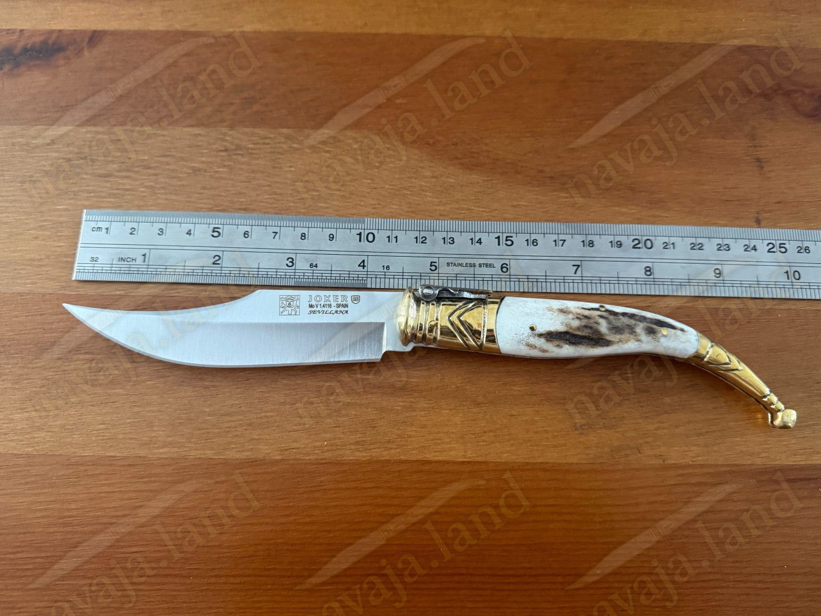 4.5” Spanish Navaja Joker Sevillana Pocket Knife Deer Horn Handle NO Ratcheting