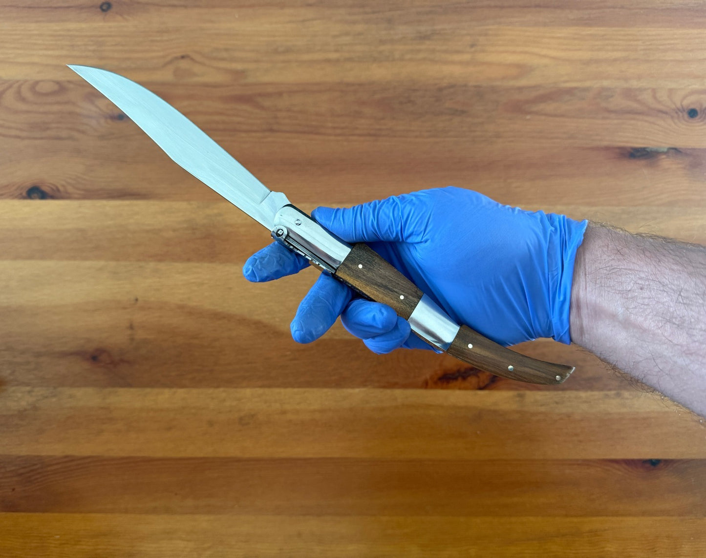 5.9" Arabian Style Navaja with Ratchet Pocket Knife Olive Wood & Steel Handle