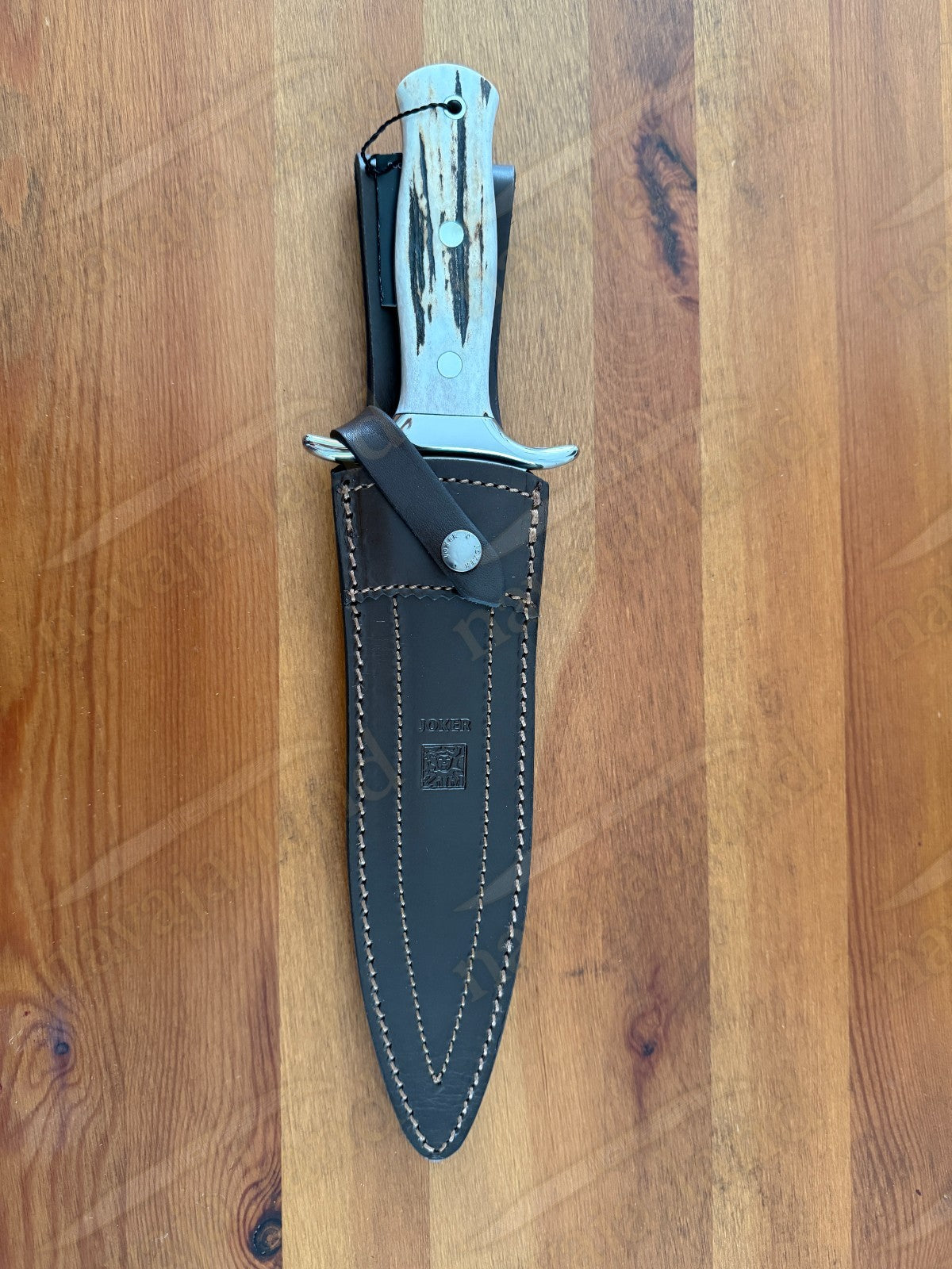 Joker Rehalero Hunting Knife 9.44” MOVA Blade Deer Horn Handle Leather Sheath